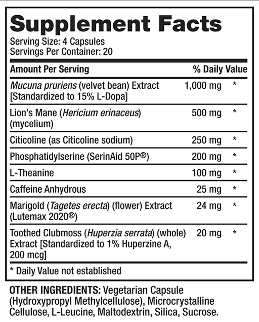 Alpha Brain Supplement Facts